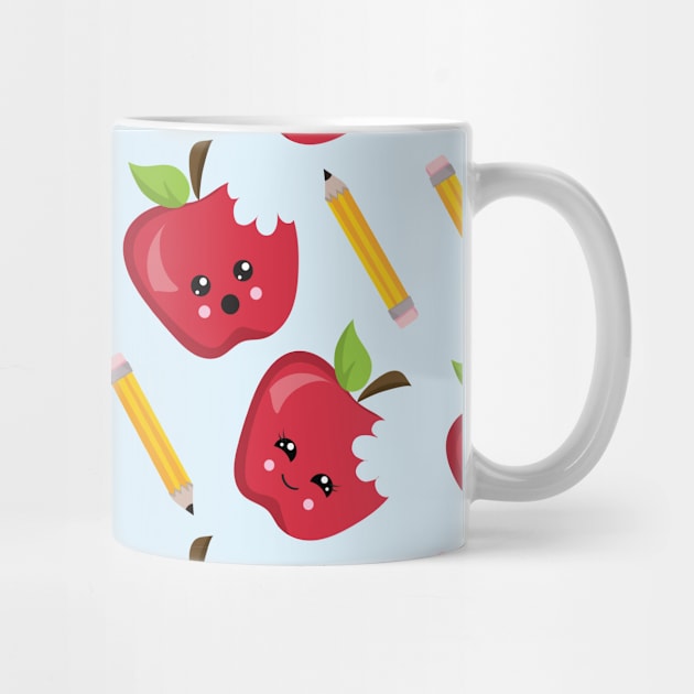 Teacher Apples and Pencils by Rengaw Designs